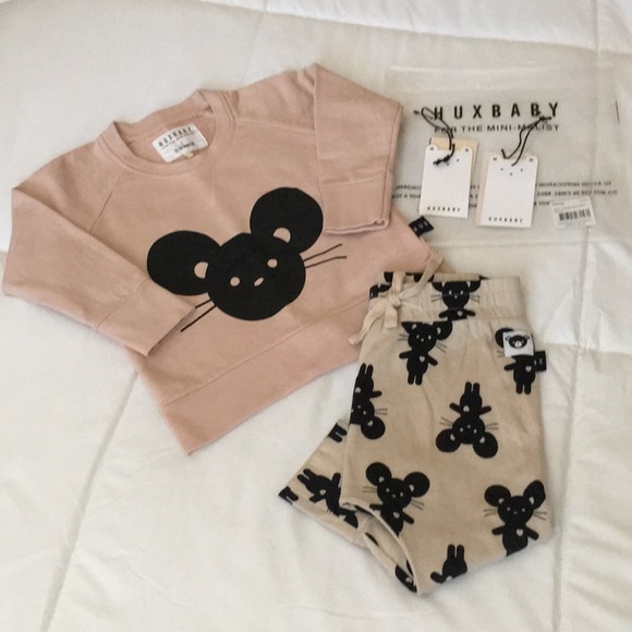 HUXBABY Other - HUXBABY Mouse Sweatshirt/Mouse Pant Outfit